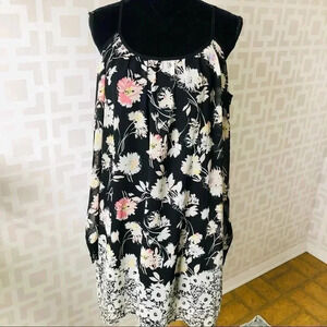Xhilaration Black Floral Cold Shoulder Dress Crochet accent M